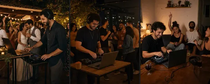 Mixando no notebook, a festa em casa e a controladora